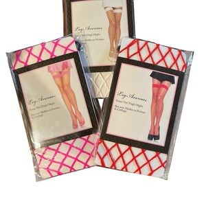 Leg Avenue White, Pink and Red Diamond Fishnet Stockings Bundle NWT